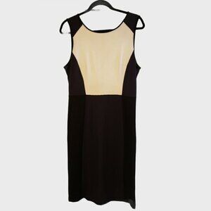Harve Benard Sheath Dress Black Navy White Block Print Lined Sleeveless Medium